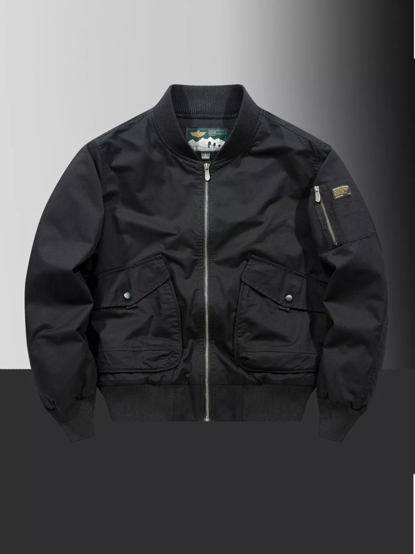 Men's Plus Size Zip Up Long Sleeve Jacket designed for comfort and style at Lookzlike