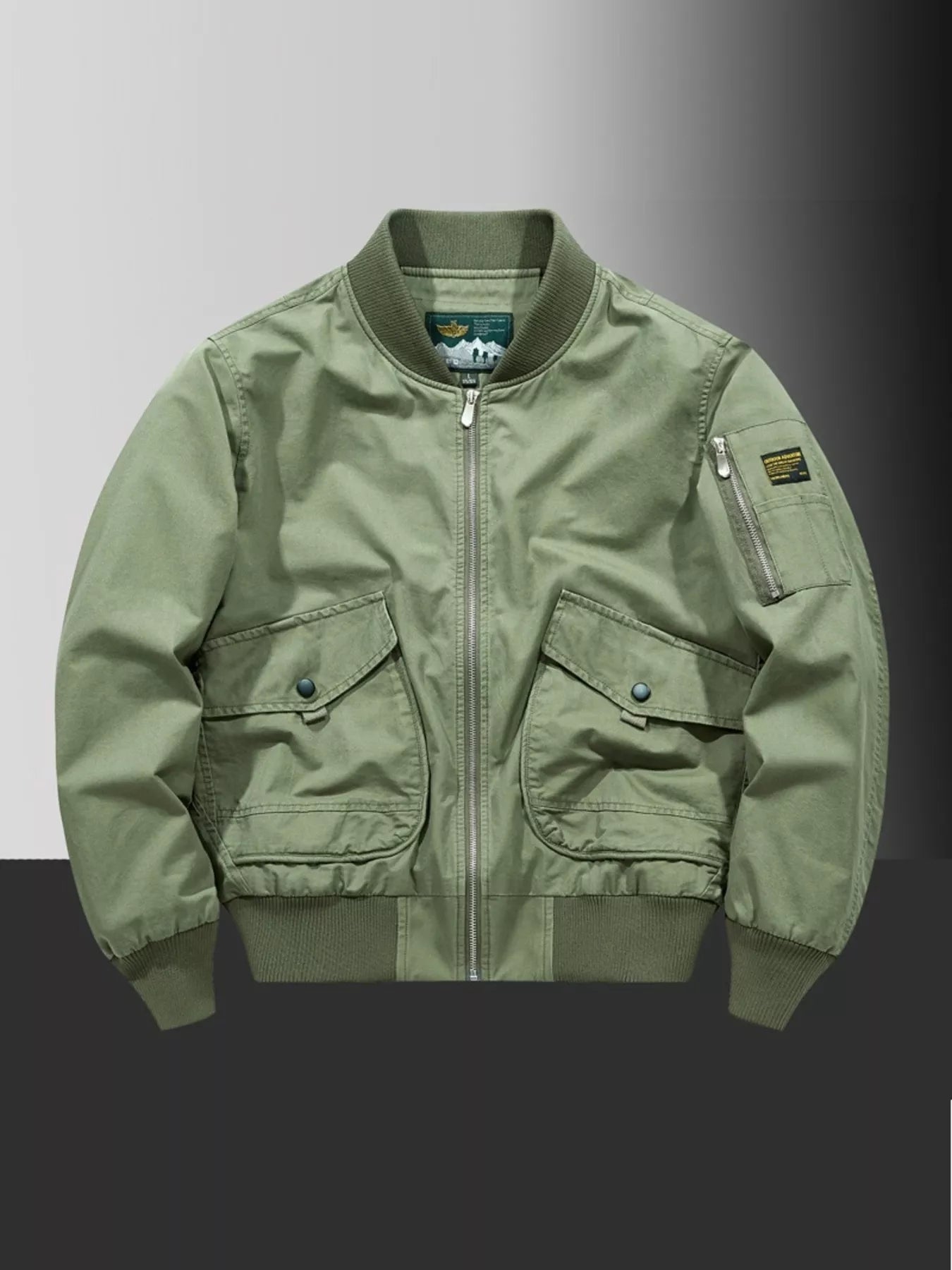 Men's Plus Size Zip Up Long Sleeve Jacket designed for comfort and style at Lookzlike