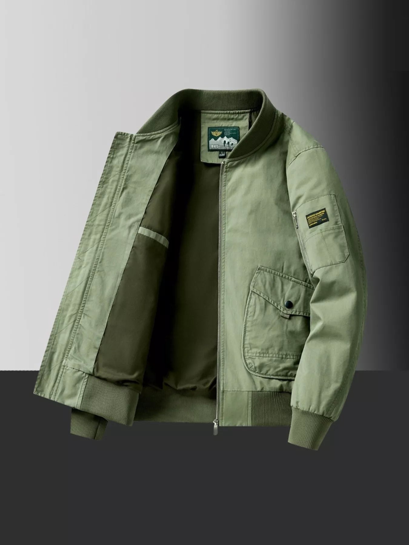 Men's Plus Size Zip Up Long Sleeve Jacket designed for comfort and style at Lookzlike