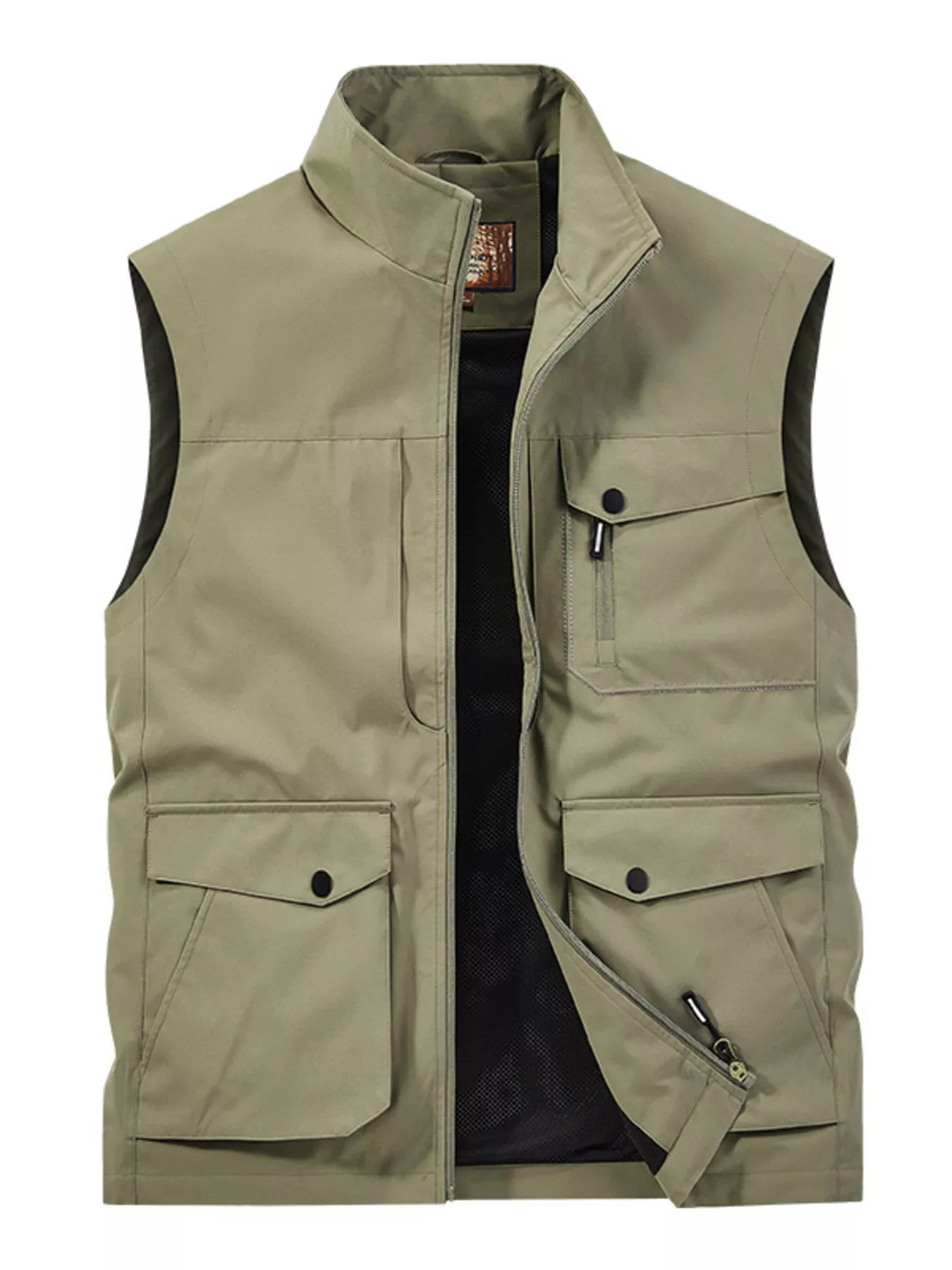Men's Plus Size Zip Up Multi - Pocket Outdoor Vest designed for comfort and style at Lookzlike