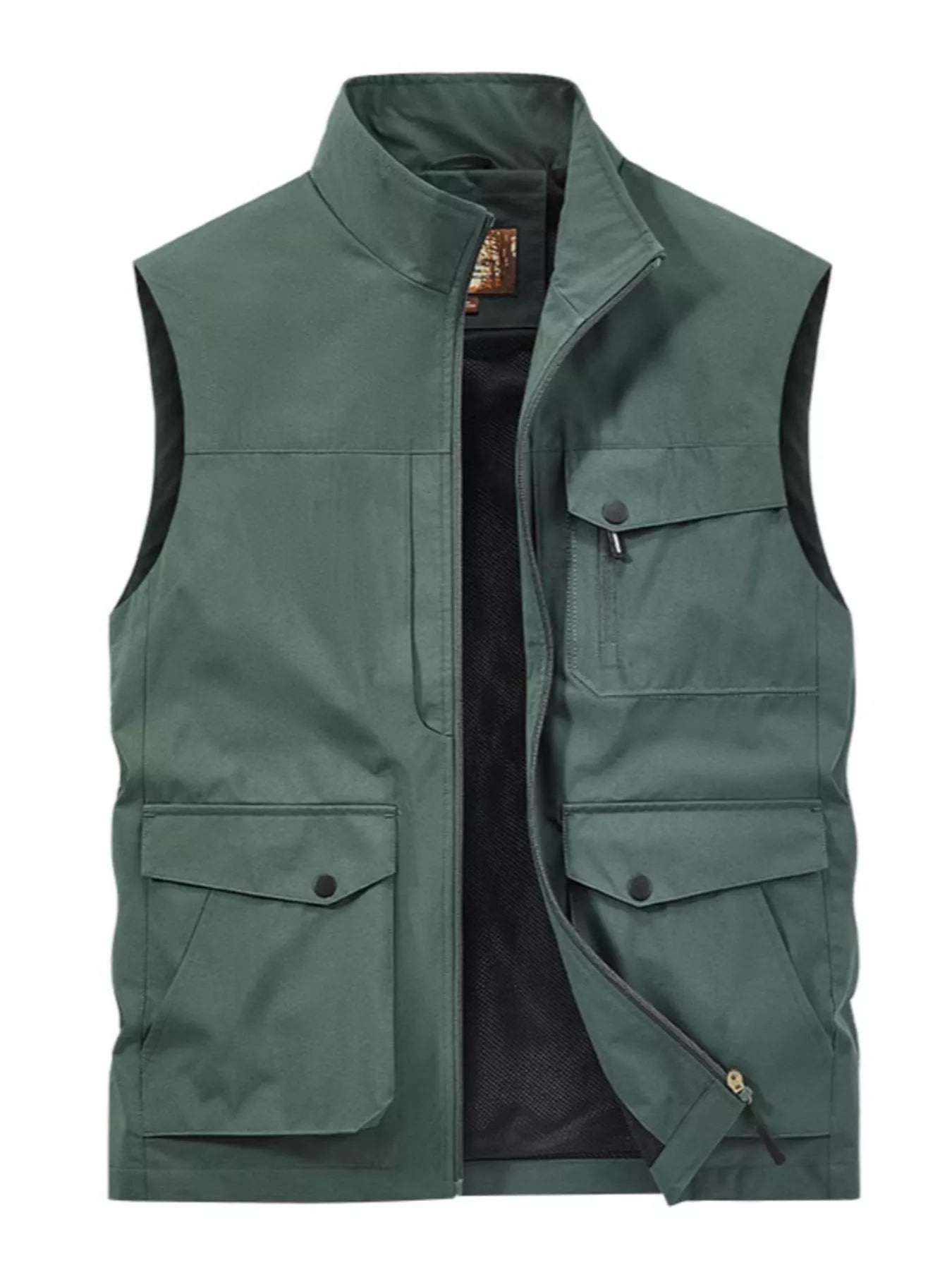Men's Plus Size Zip Up Multi - Pocket Outdoor Vest designed for comfort and style at Lookzlike