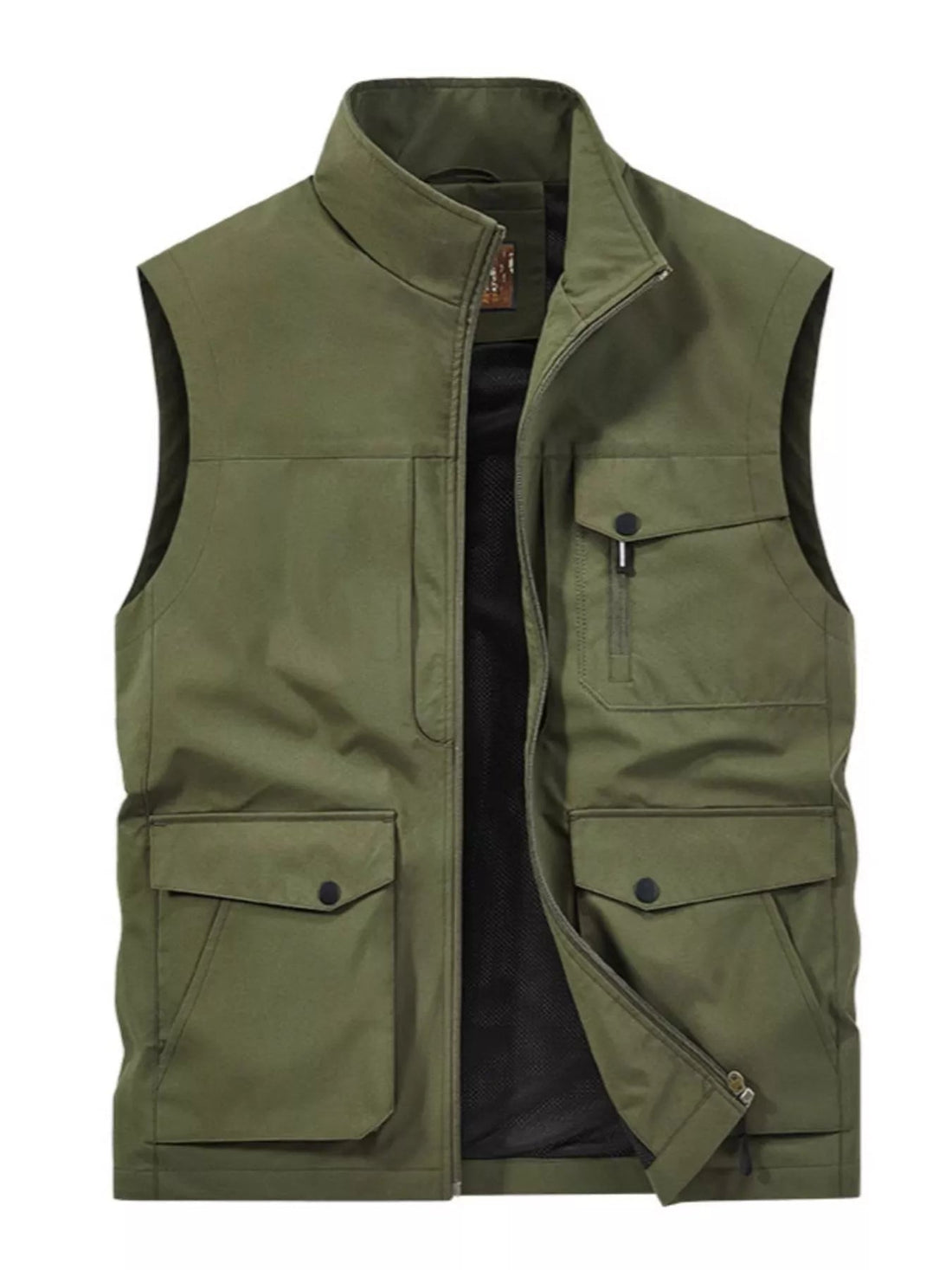 Men's Plus Size Zip Up Multi - Pocket Outdoor Vest designed for comfort and style at Lookzlike