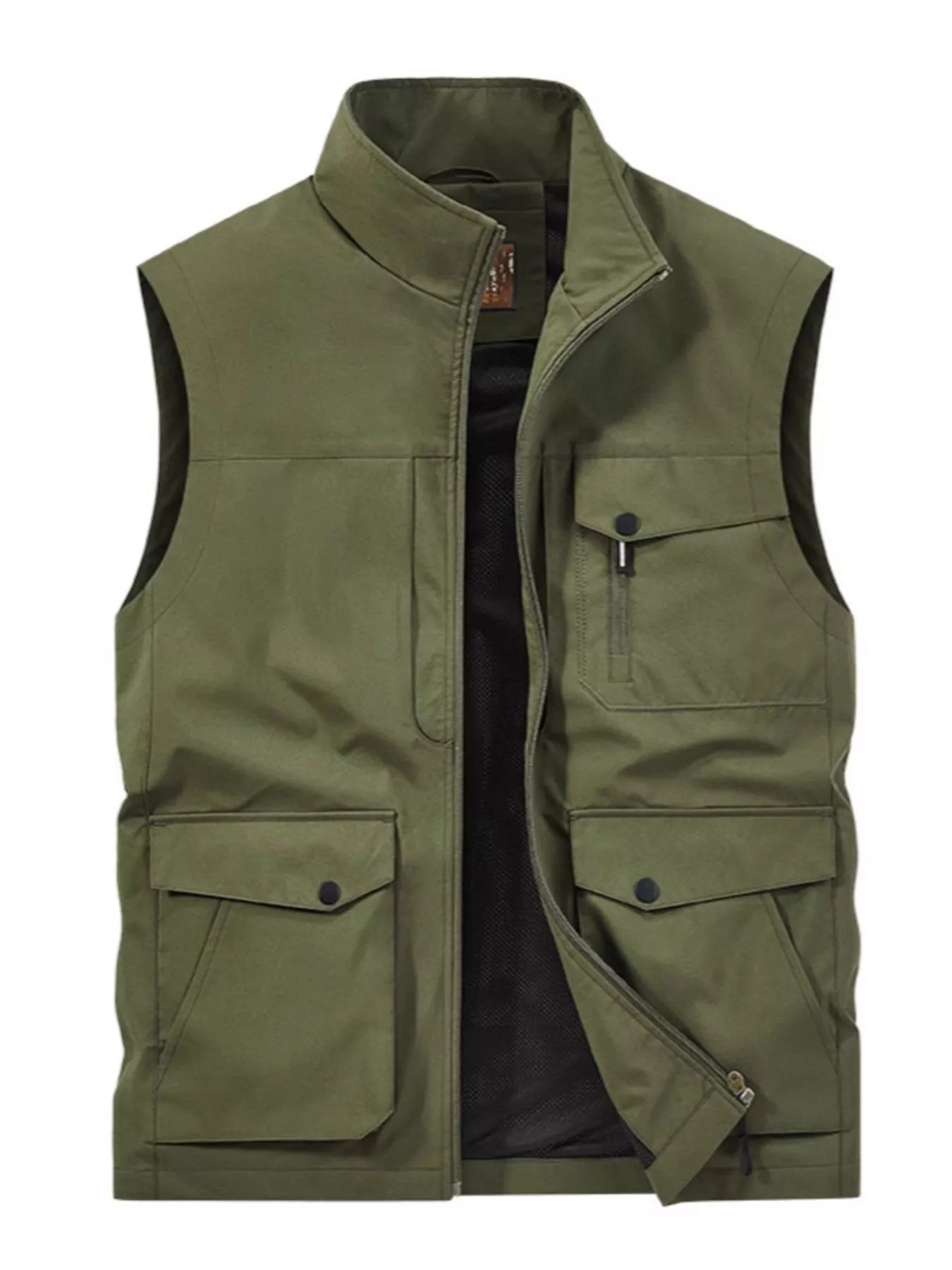 Men's Plus Size Zip Up Multi - Pocket Outdoor Vest designed for comfort and style at Lookzlike