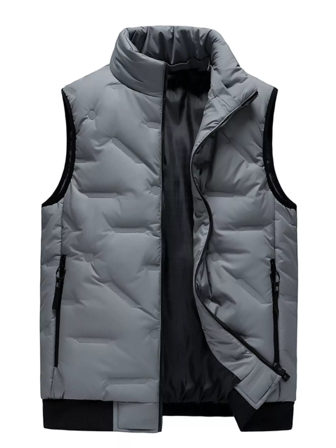 Men's Plus Size Zip Up Padded Quilted Vest designed for comfort and style at Lookzlike