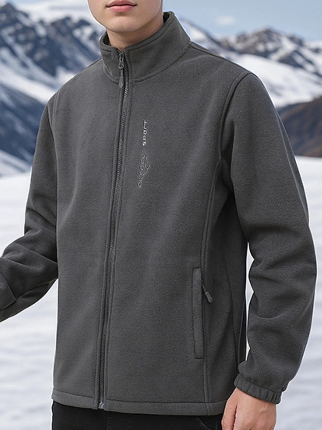 Men's Plus Size Zip Up Thermal Fleece Jacket designed for comfort and style at Lookzlike
