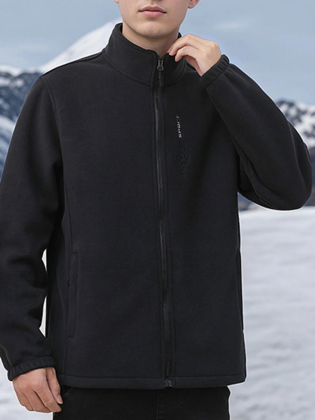 Men's Plus Size Zip Up Thermal Fleece Jacket designed for comfort and style at Lookzlike