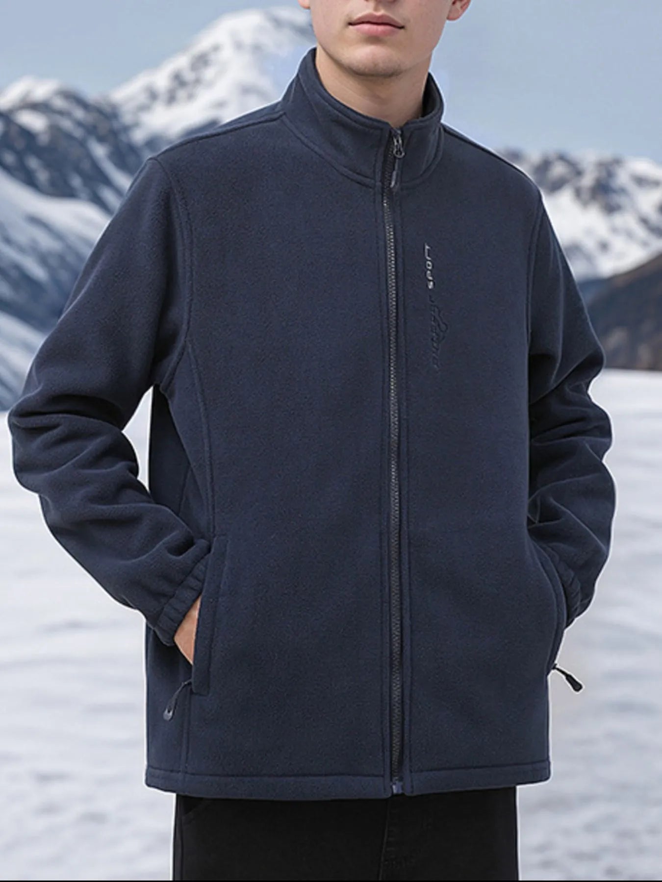 Men's Plus Size Zip Up Thermal Fleece Jacket designed for comfort and style at Lookzlike