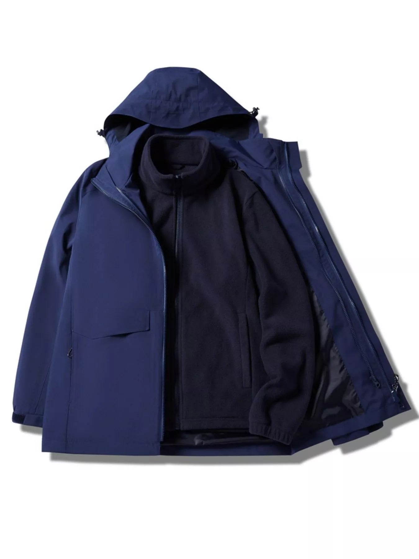 Men's Plus Size Zip Up Waterproof Hooded Jacket designed for comfort and style at Lookzlike
