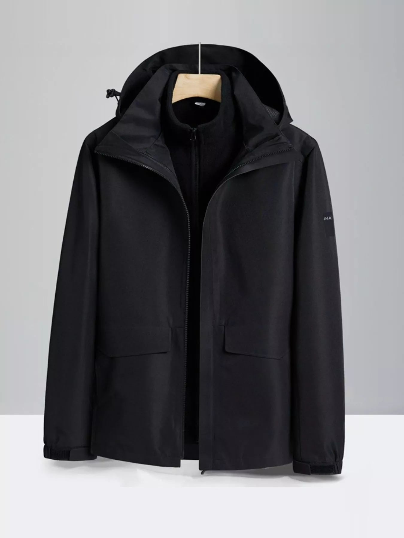 Men's Plus Size Zip Up Waterproof Hooded Jacket designed for comfort and style at Lookzlike