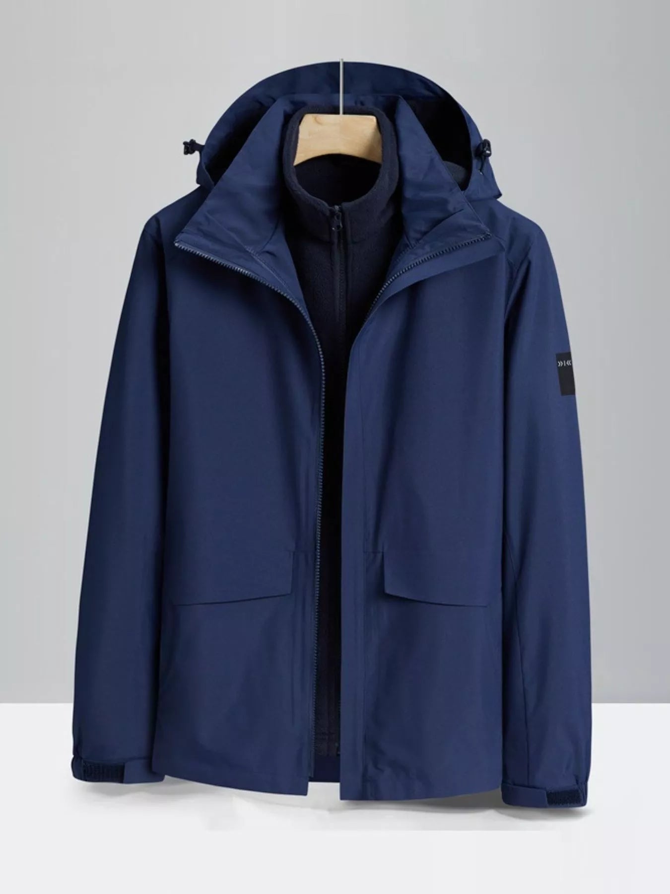 Men's Plus Size Zip Up Waterproof Hooded Jacket designed for comfort and style at Lookzlike