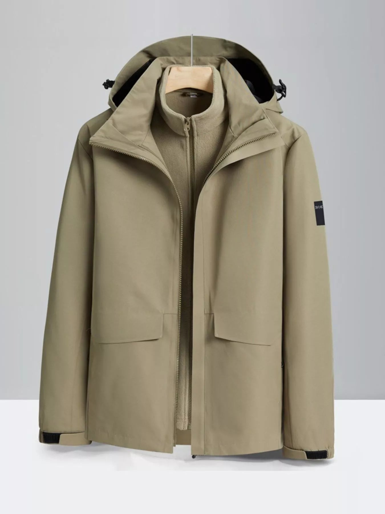 Men's Plus Size Zip Up Waterproof Hooded Jacket designed for comfort and style at Lookzlike