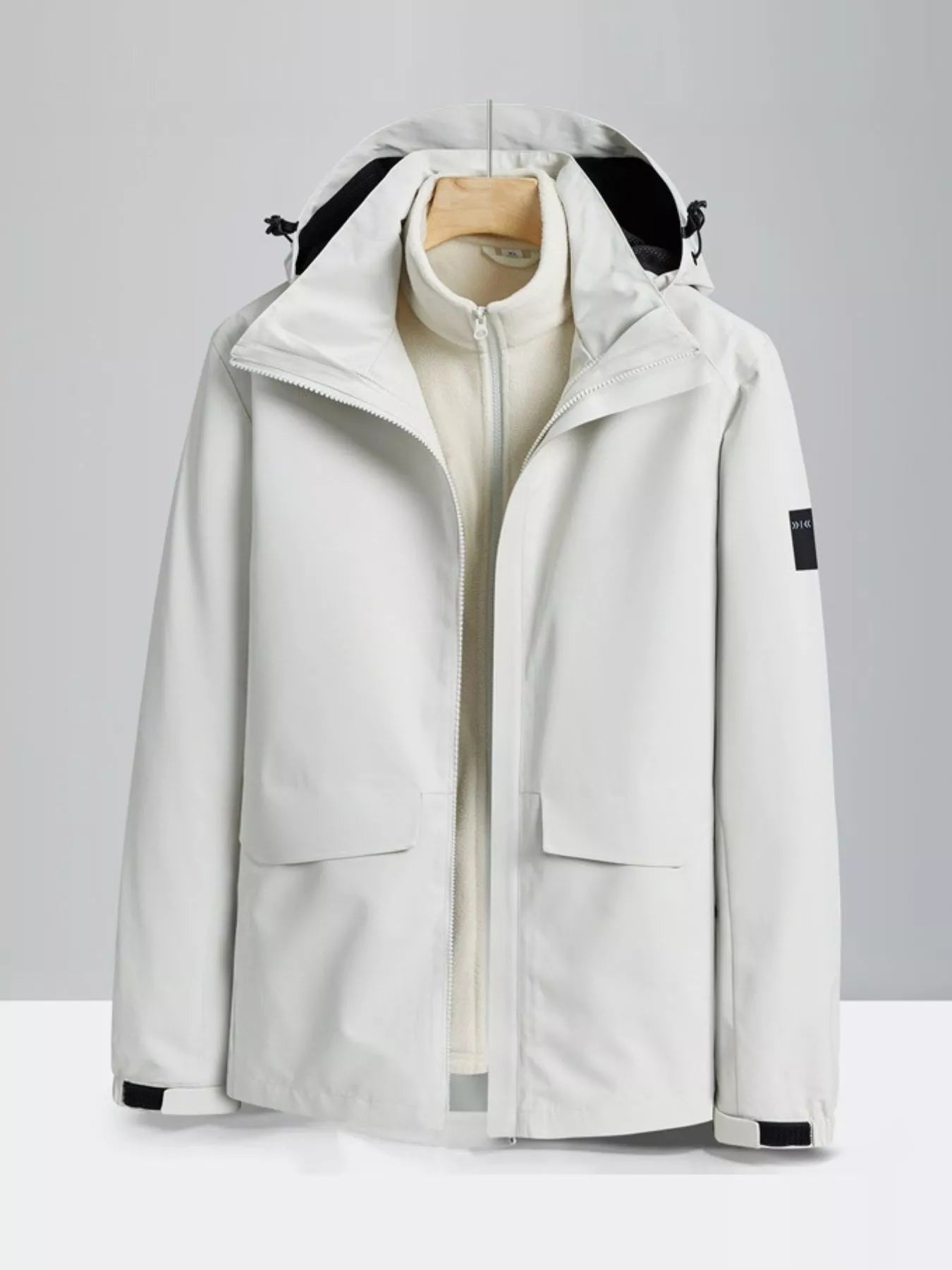 Men's Plus Size Zip Up Waterproof Hooded Jacket designed for comfort and style at Lookzlike