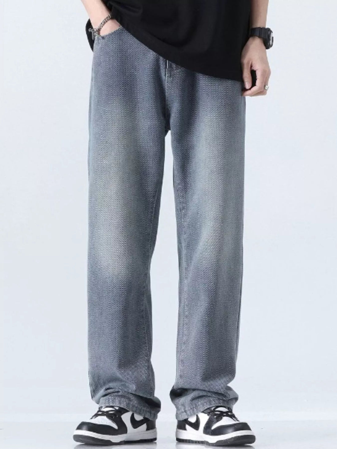 Men's Relaxed Fit Straight Leg Jeans designed for comfort and style at Lookzlike
