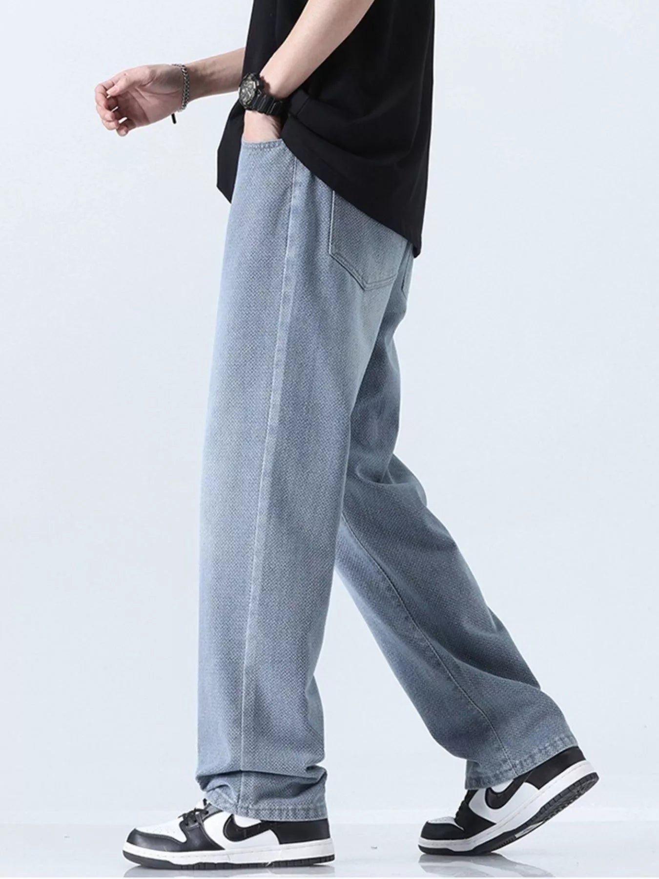 Men's Relaxed Fit Straight Leg Jeans designed for comfort and style at Lookzlike