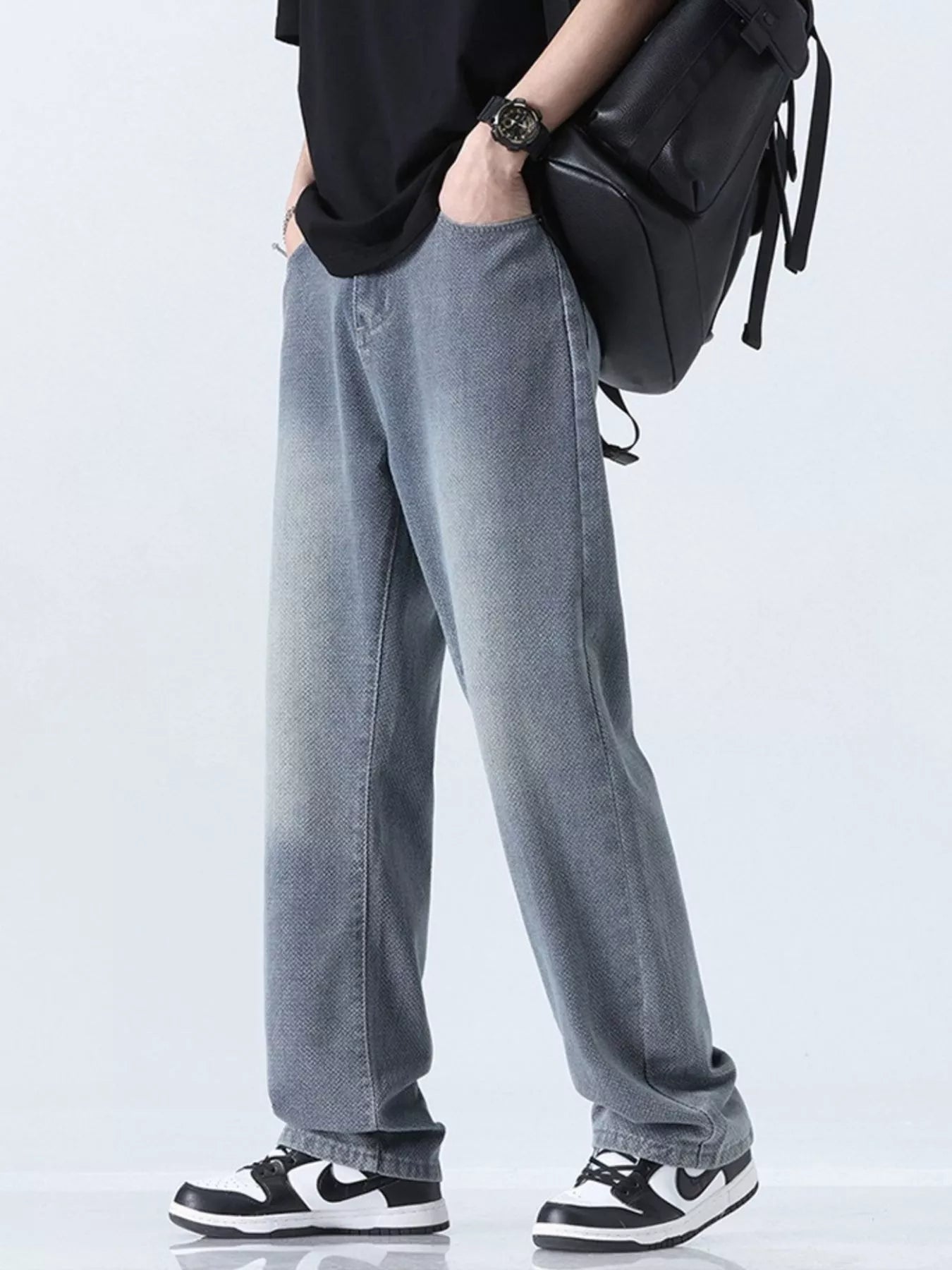 Men's Relaxed Fit Straight Leg Jeans designed for comfort and style at Lookzlike