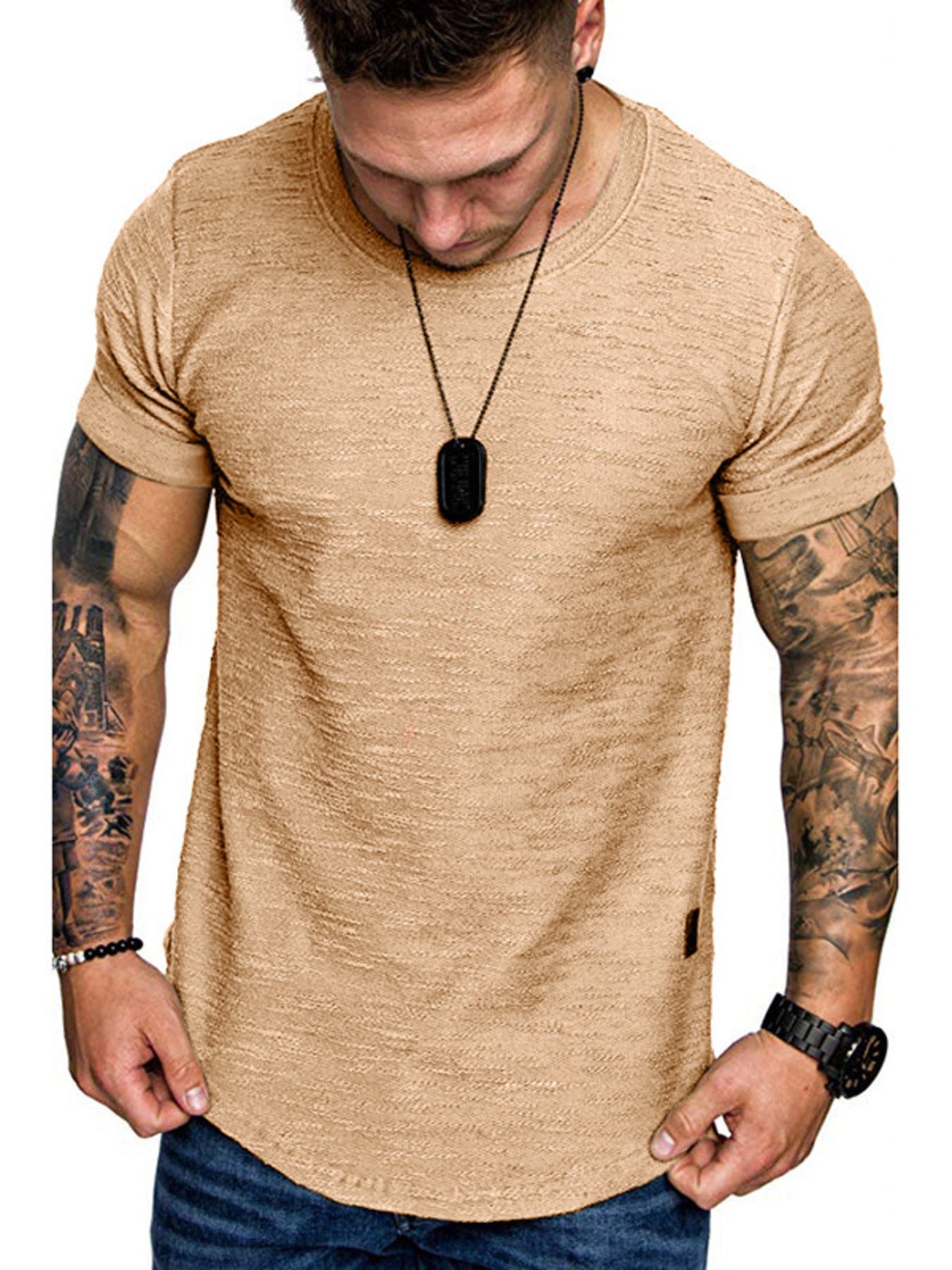 Men's Round Neck Slim Fit Casual T-Shirt designed for comfort and style at Lookzlike