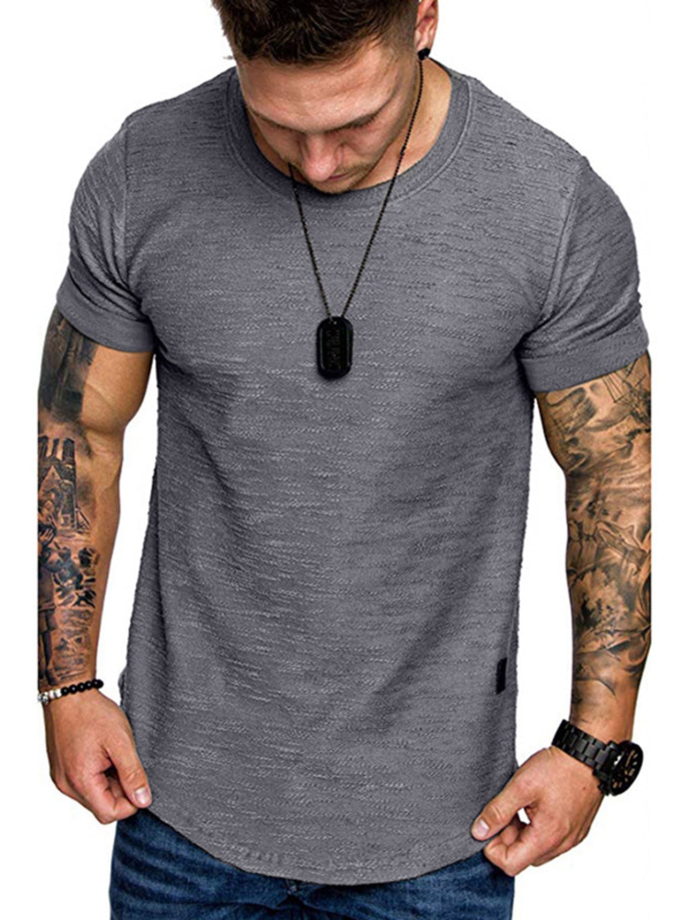 Men's Round Neck Slim Fit Casual T-Shirt designed for comfort and style at Lookzlike