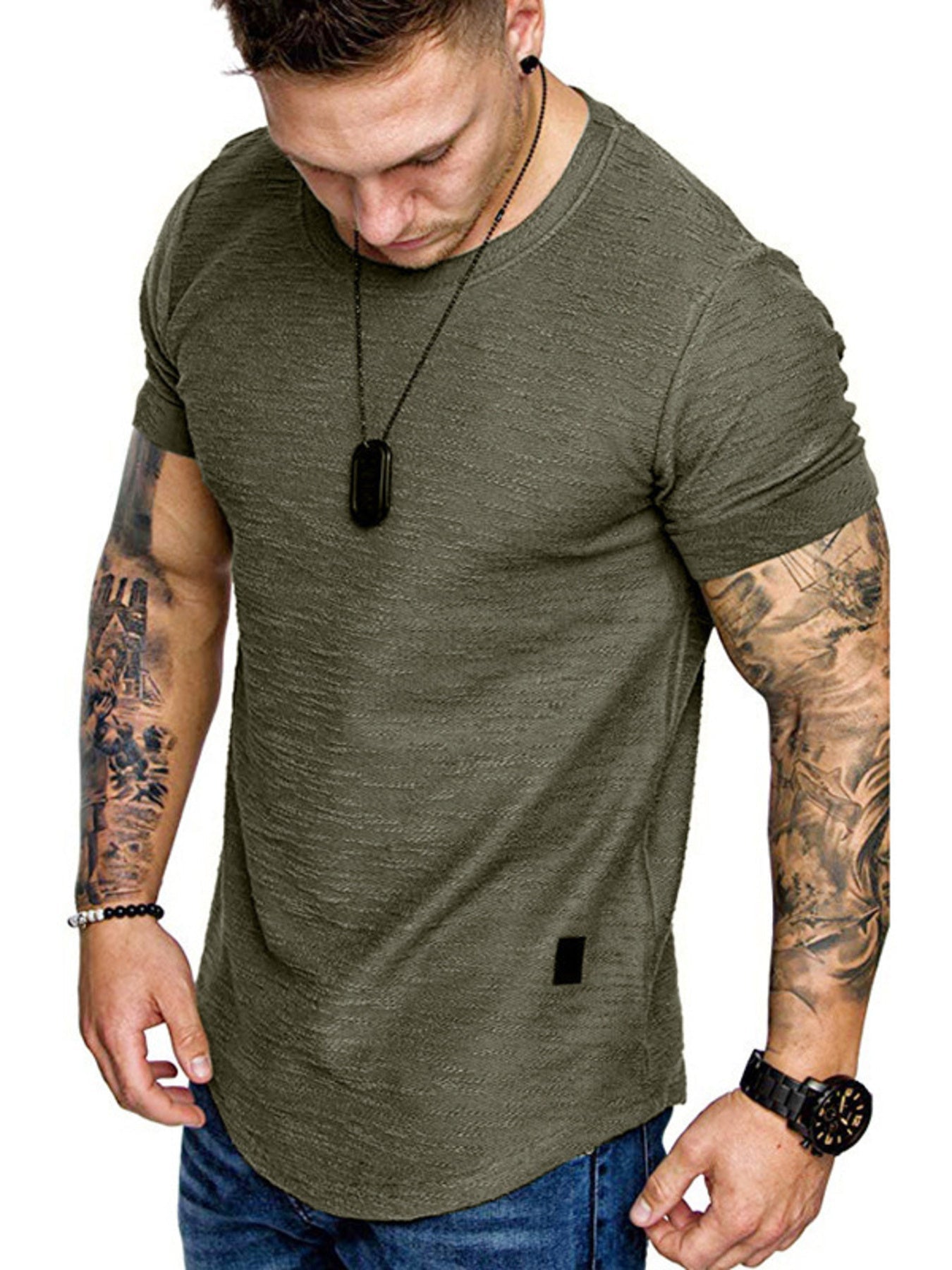Men's Round Neck Slim Fit Casual T-Shirt designed for comfort and style at Lookzlike