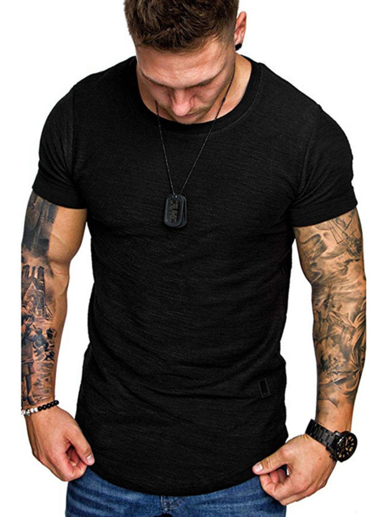 Men's Round Neck Slim Fit Casual T-Shirt designed for comfort and style at Lookzlike