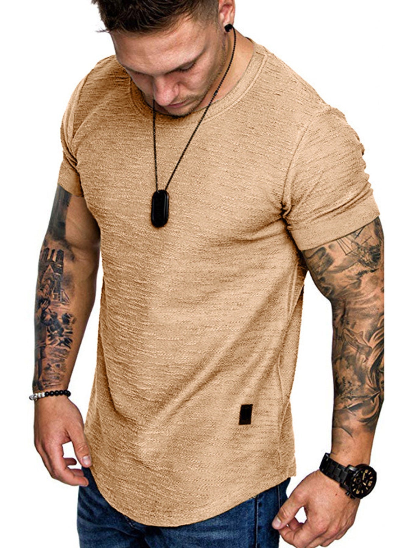Men's Round Neck Slim Fit Casual T-Shirt designed for comfort and style at Lookzlike