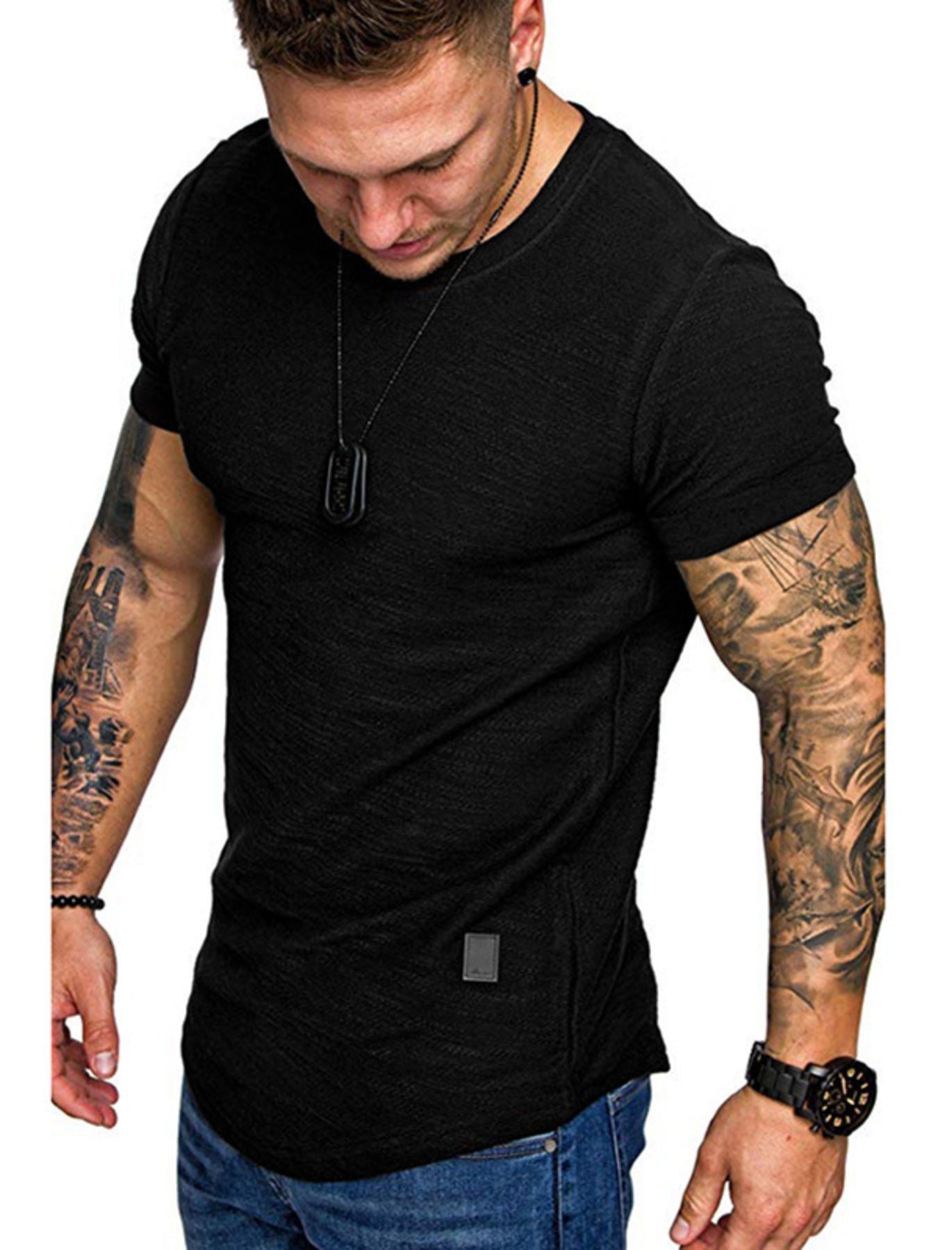 Men's Round Neck Slim Fit Casual T-Shirt designed for comfort and style at Lookzlike