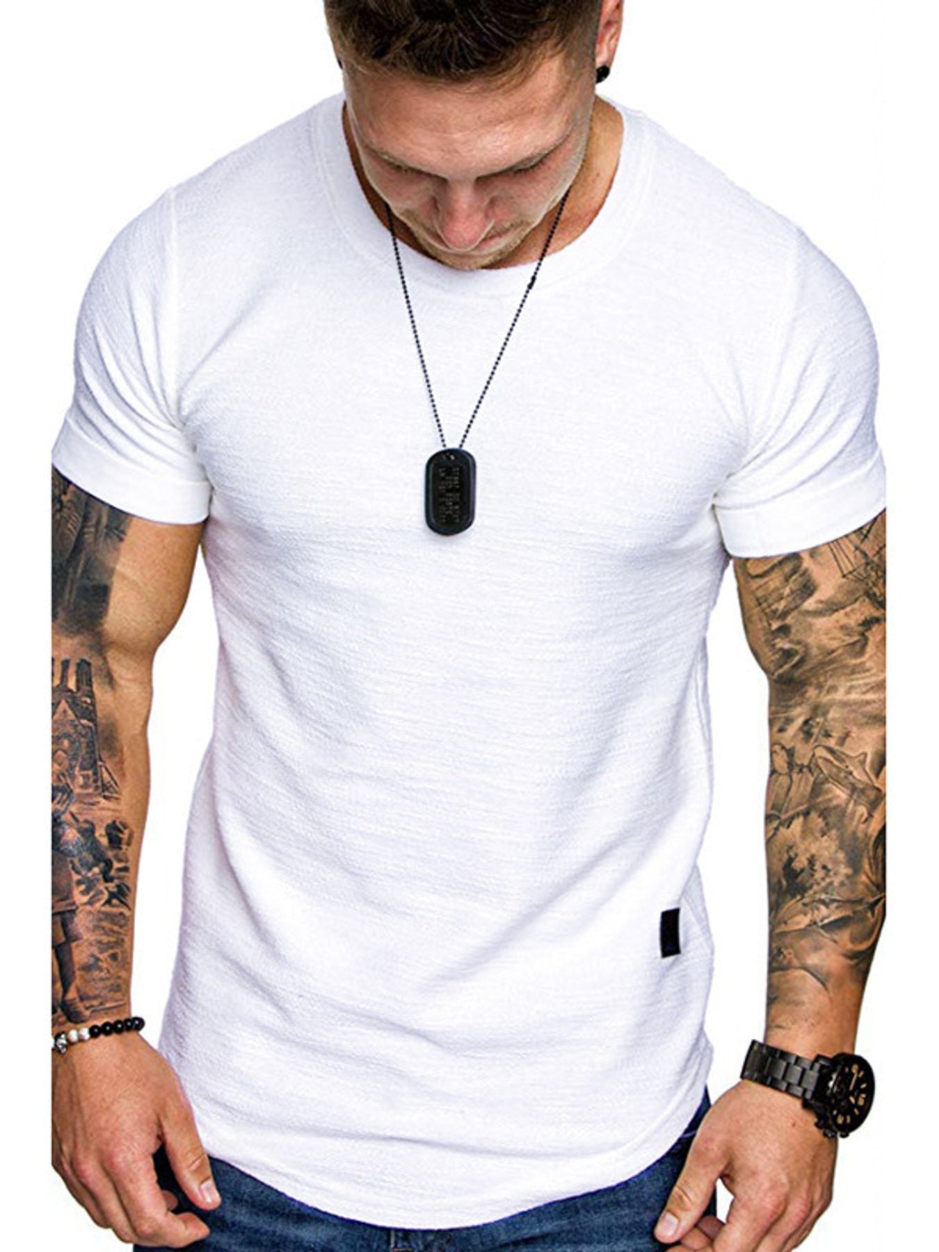 Men's Round Neck Slim Fit Casual T-Shirt designed for comfort and style at Lookzlike