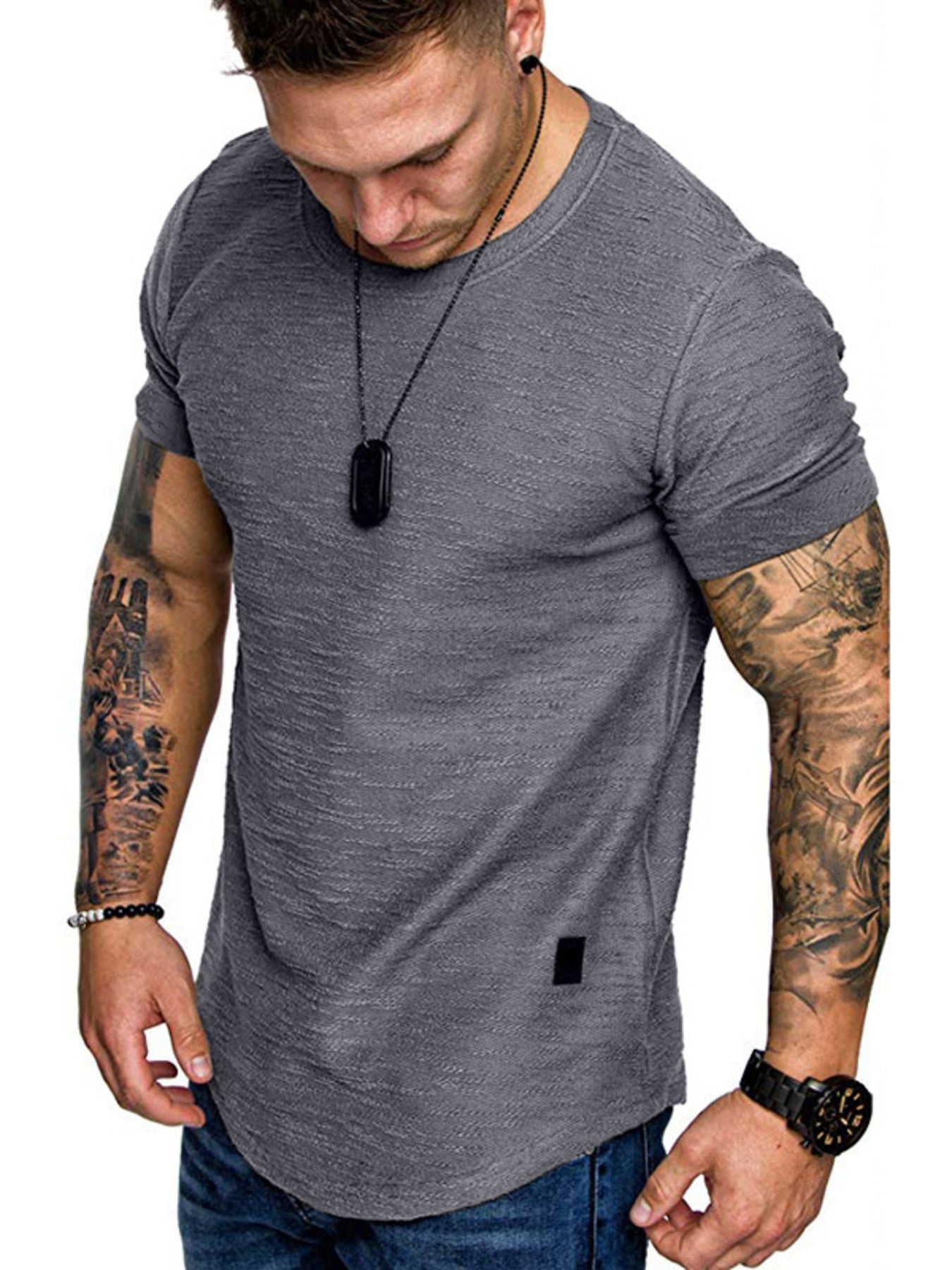 Men's Round Neck Slim Fit Casual T-Shirt designed for comfort and style at Lookzlike