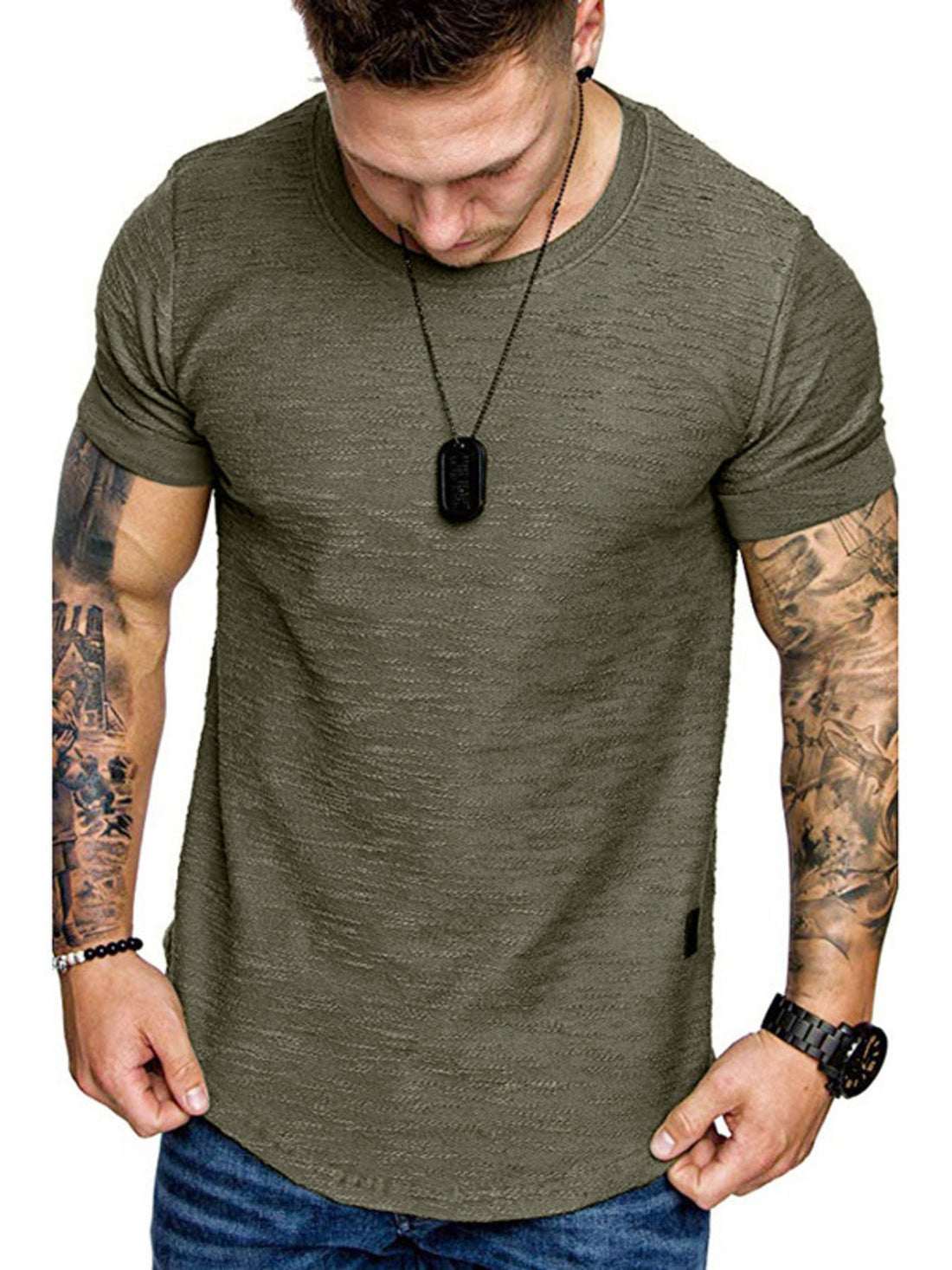 Men's Round Neck Slim Fit Casual T-Shirt designed for comfort and style at Lookzlike