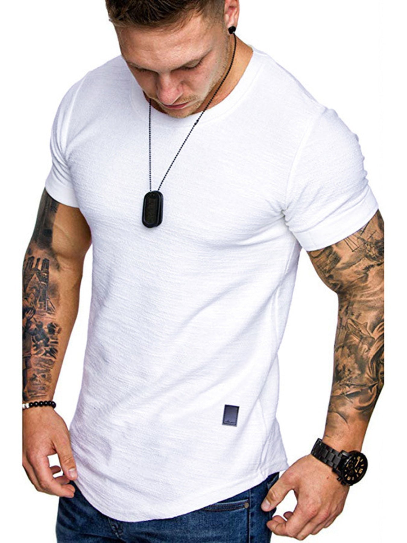 Men's Round Neck Slim Fit Casual T-Shirt designed for comfort and style at Lookzlike