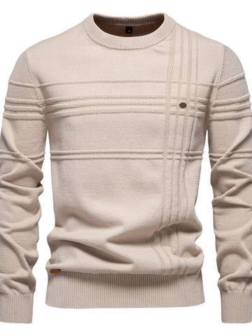 Men's Round Neck Striped Sweater designed for comfort and style at Lookzlike