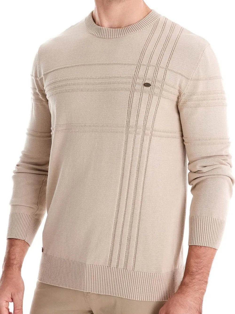 Men's Round Neck Striped Sweater designed for comfort and style at Lookzlike