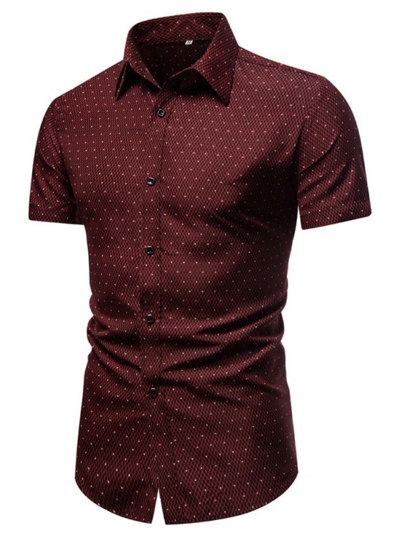 Men's Slim Fit Short Sleeve Dotted Shirt designed for comfort and style at Lookzlike