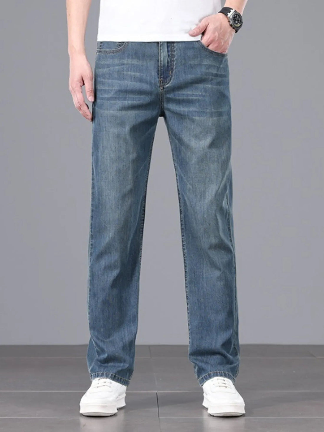 Men's Straight Fit Wash Jeans designed for comfort and style at Lookzlike