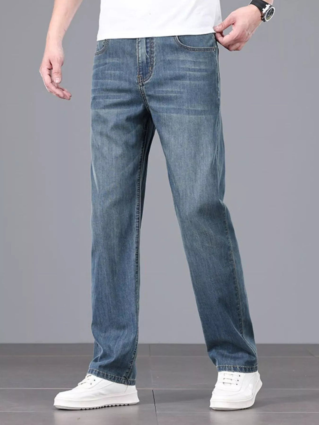 Men's Straight Fit Wash Jeans designed for comfort and style at Lookzlike