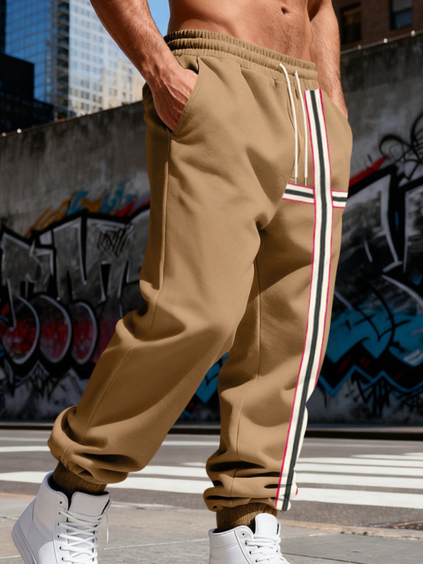 Men's Striped Casual Joggers designed for comfort and style at Lookzlike
