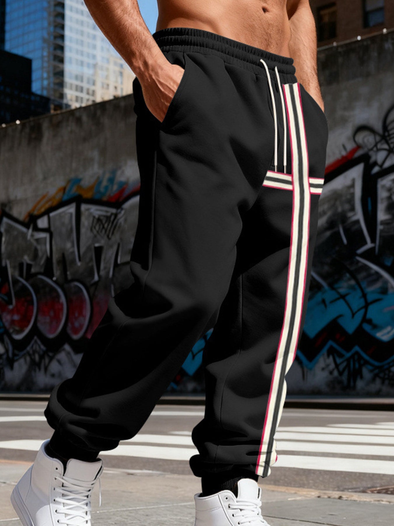 Men's Striped Casual Joggers designed for comfort and style at Lookzlike