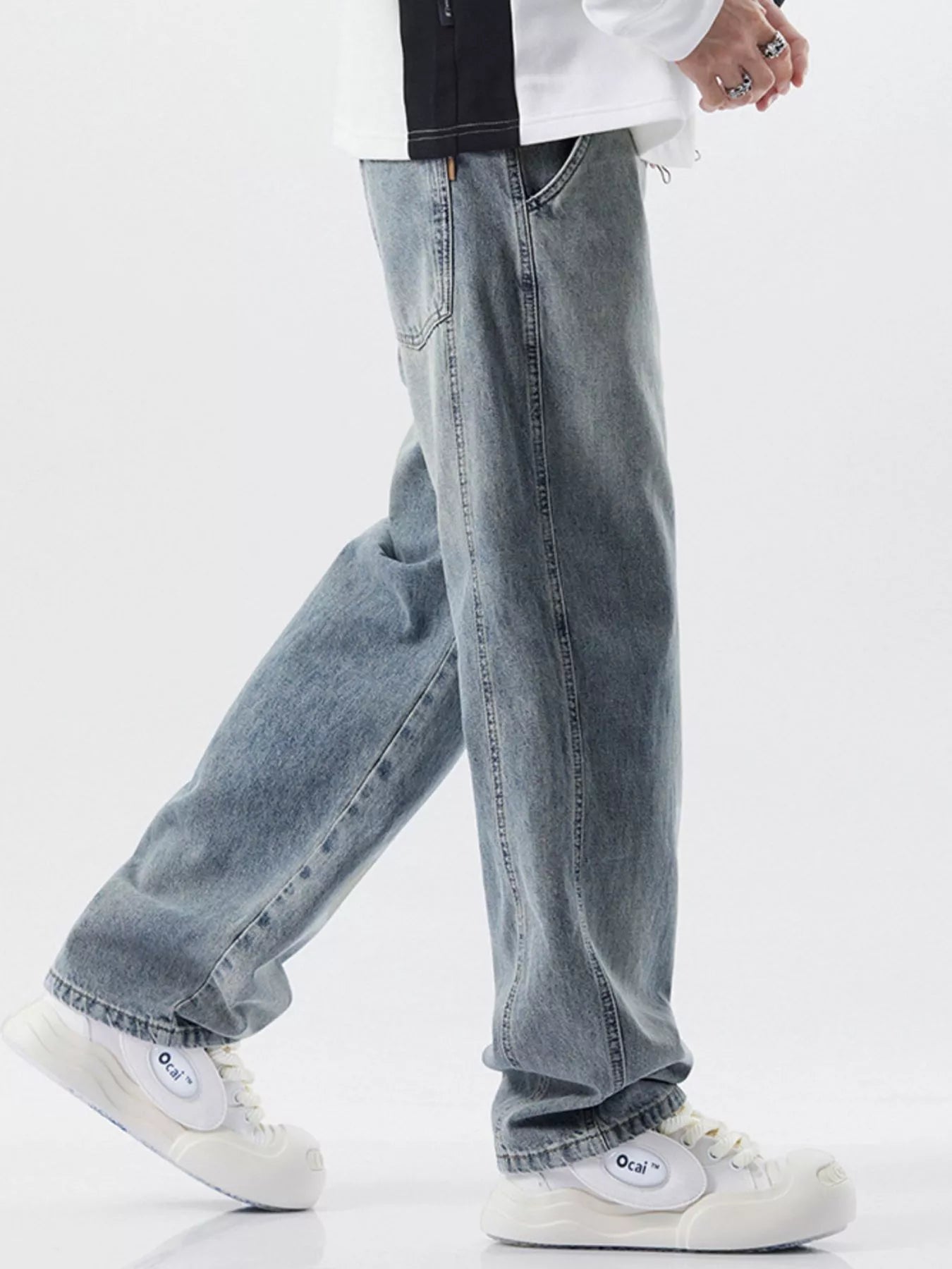 Men's Wash Relaxed Fit Jeans designed for comfort and style at Lookzlike