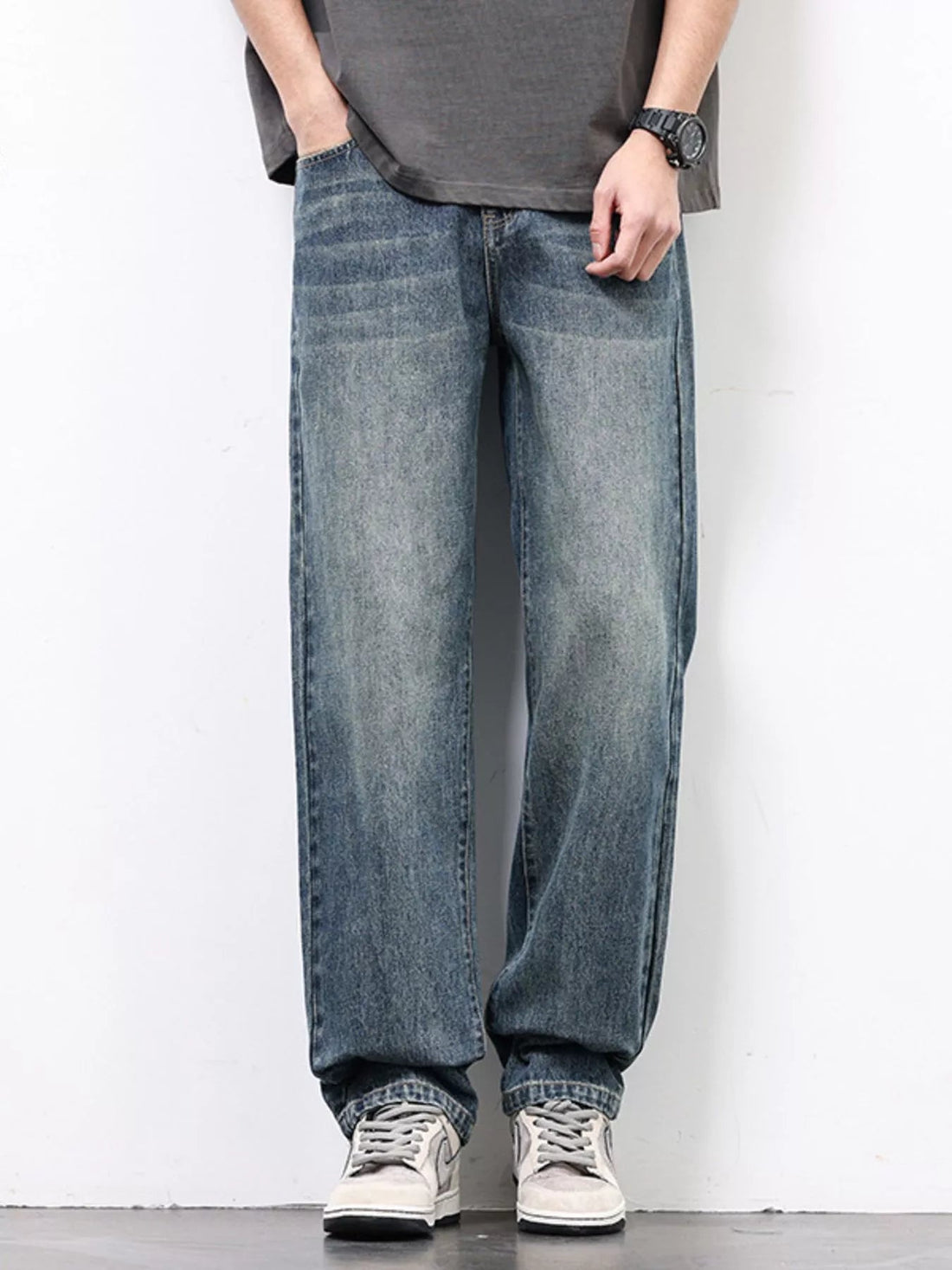 Men's Wash Relaxed Fit Jeans designed for comfort and style at Lookzlike