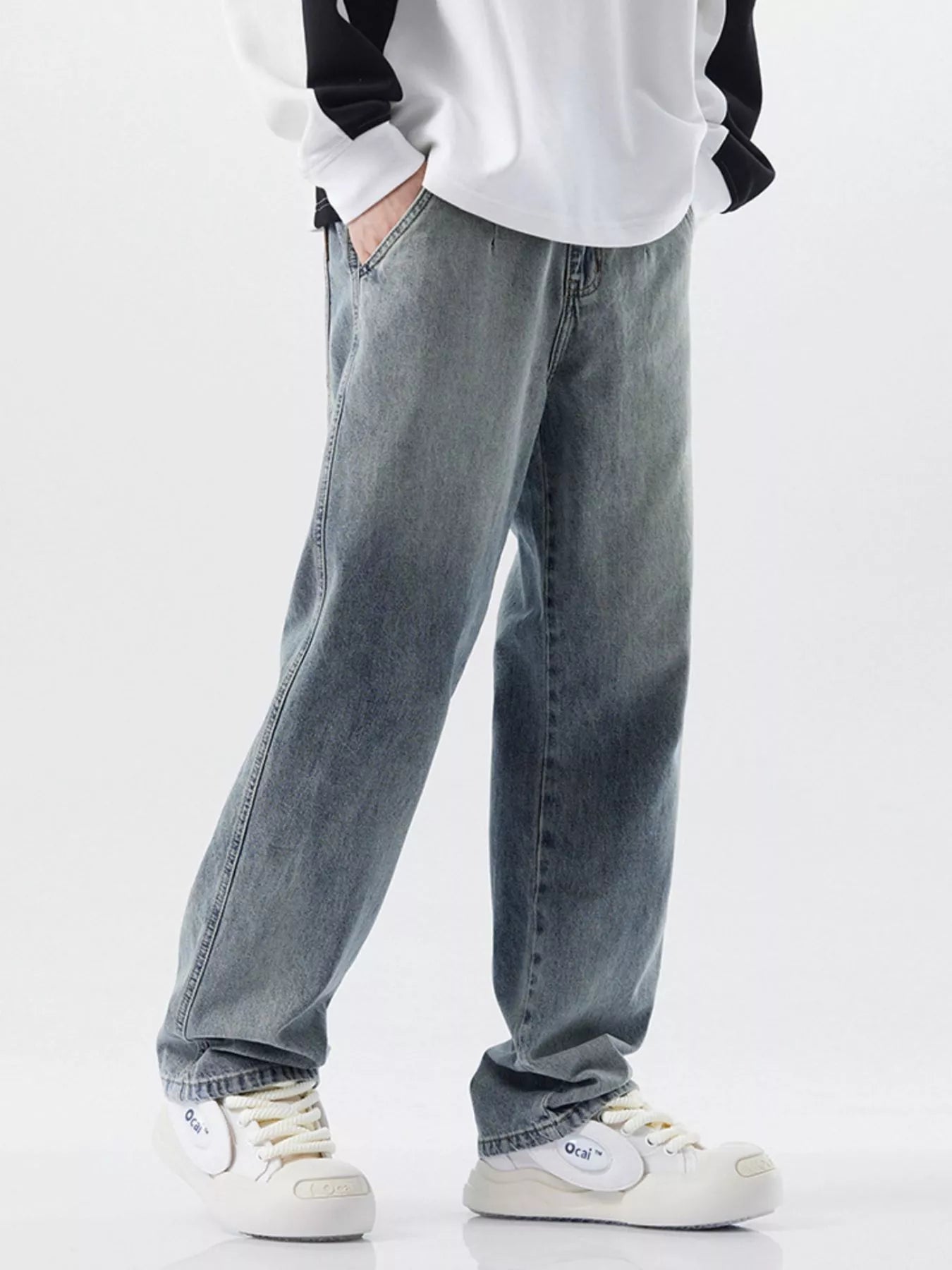 Men's Wash Relaxed Fit Jeans designed for comfort and style at Lookzlike