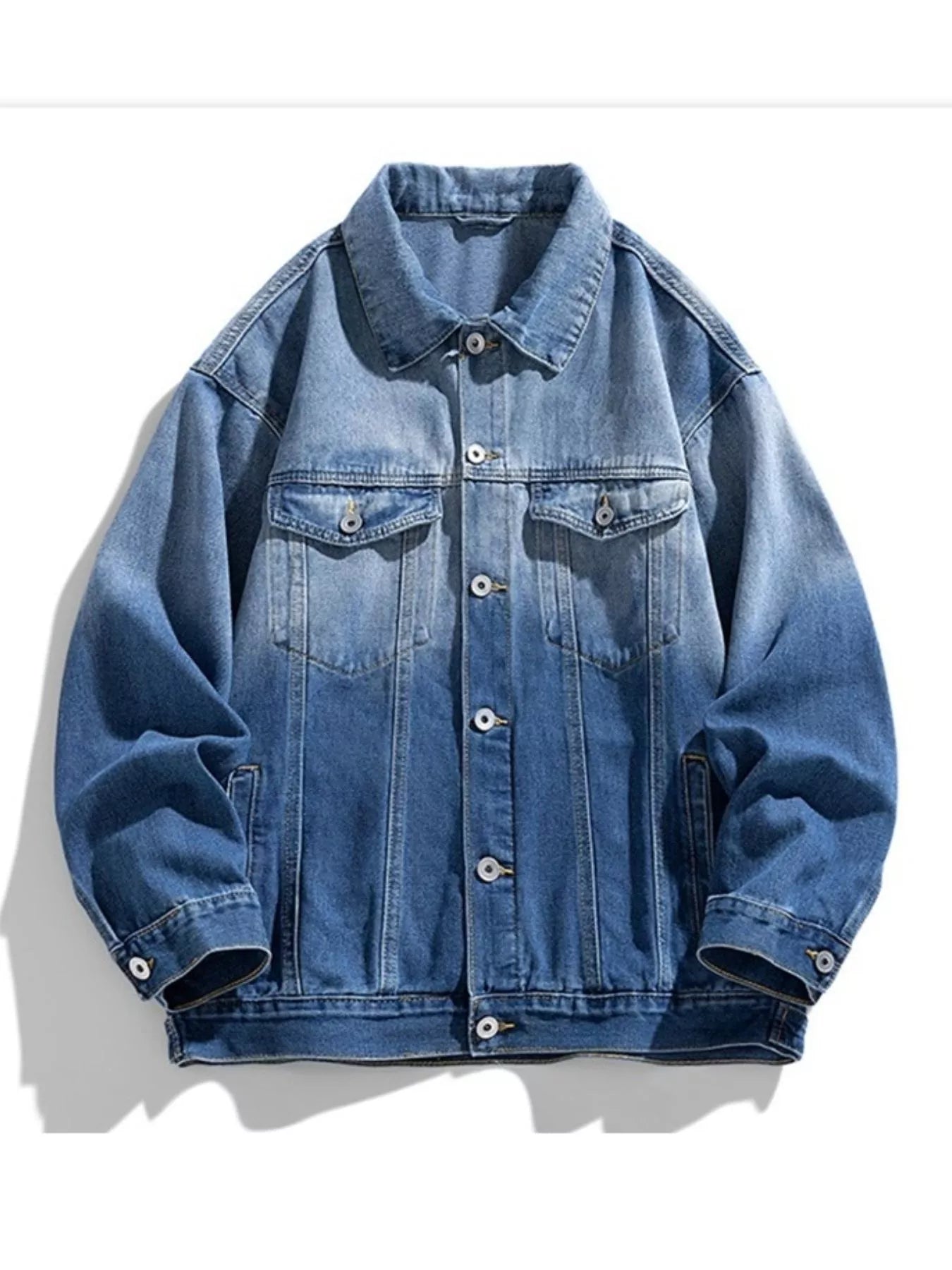 Men's Washed Button Up Denim Jacket designed for comfort and style at Lookzlike