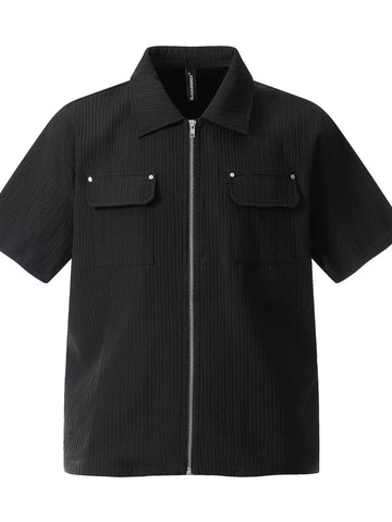 Men's Zip UP Short Sleeve Shirt - Lookzlike