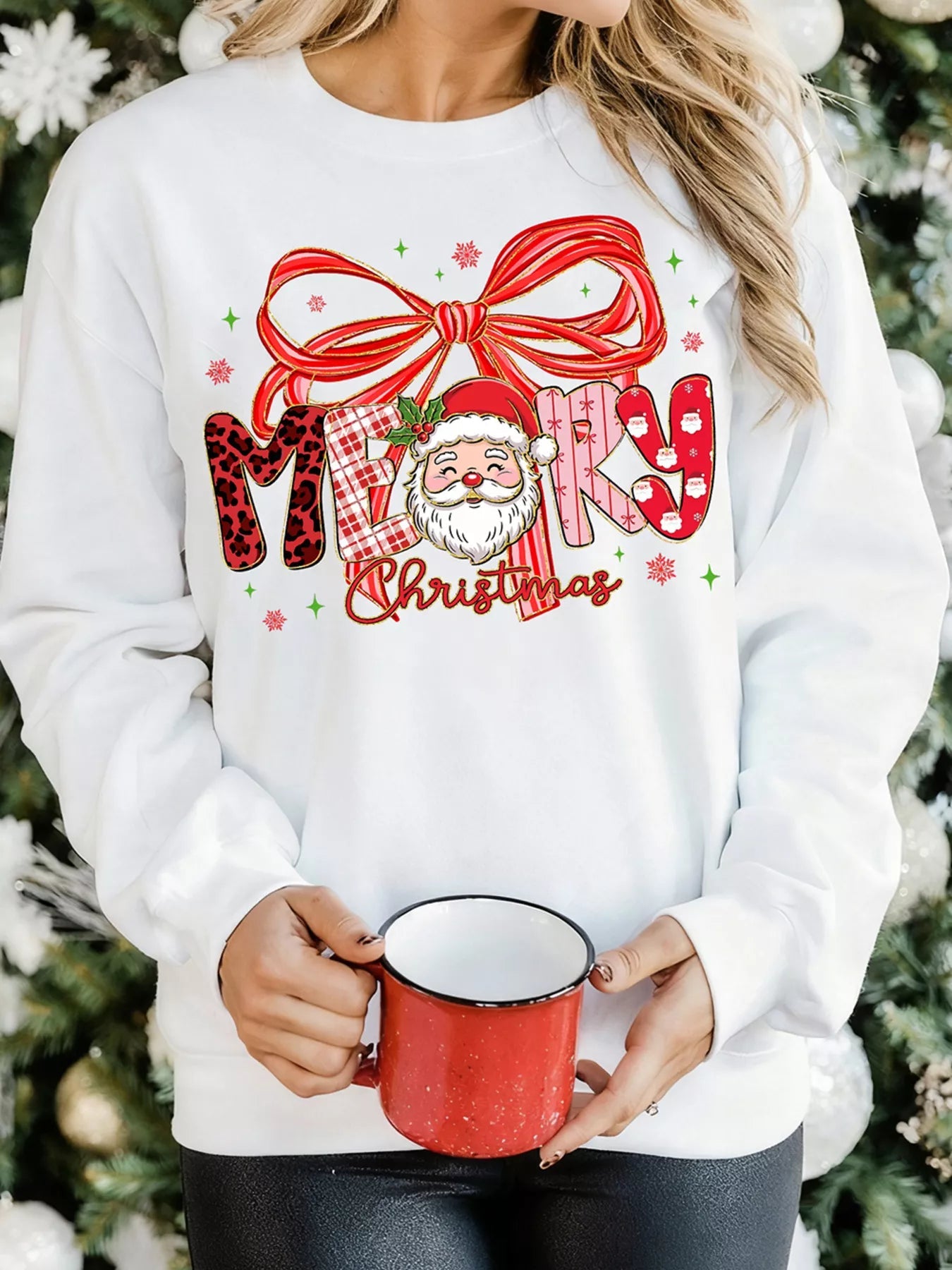 Merry Christmas Graphic Long Sleeve Sweatshirt designed for comfort and style at Lookzlike