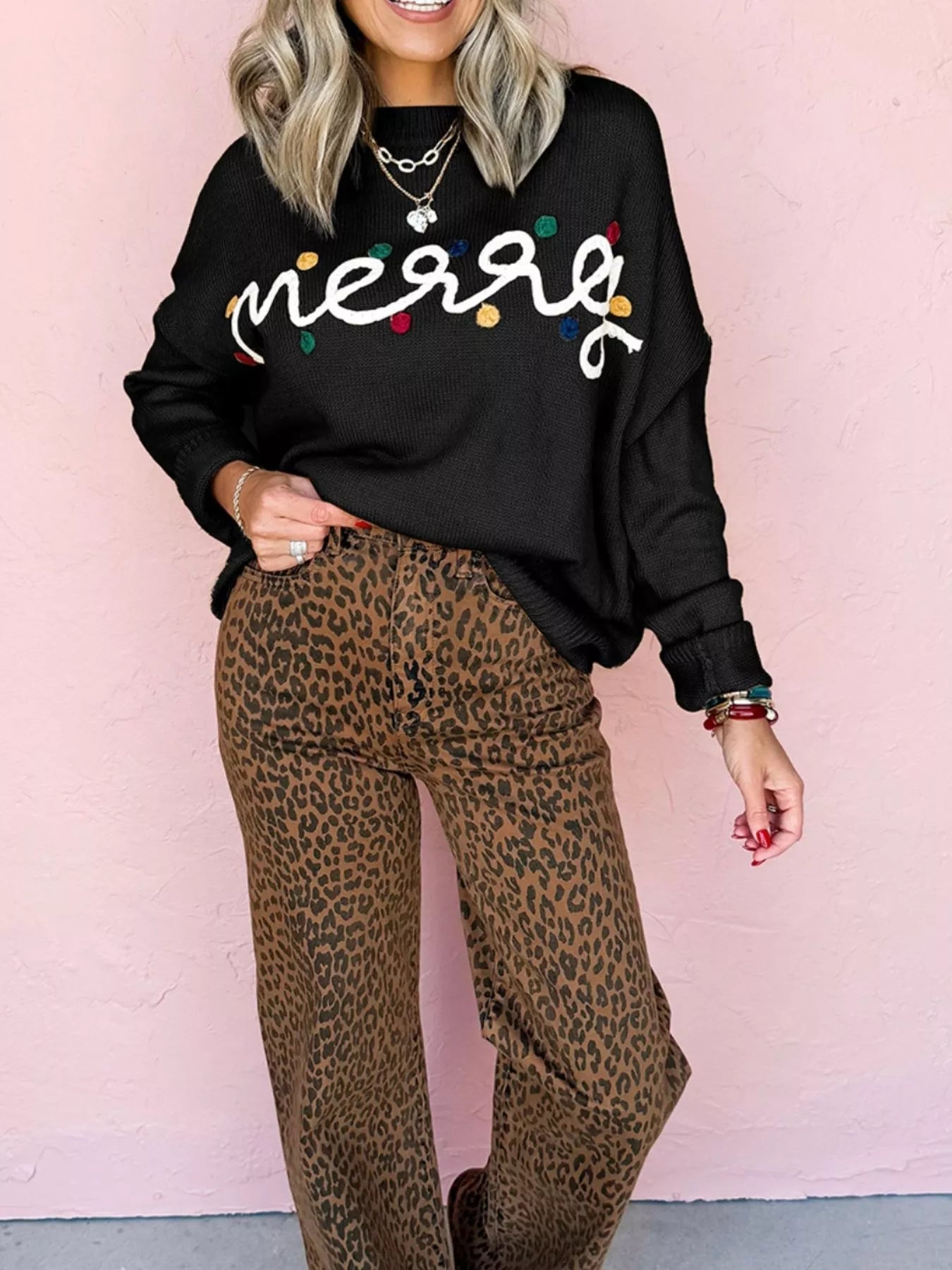 Merry Round Neck Christmas Sweater designed for comfort and style at Lookzlike