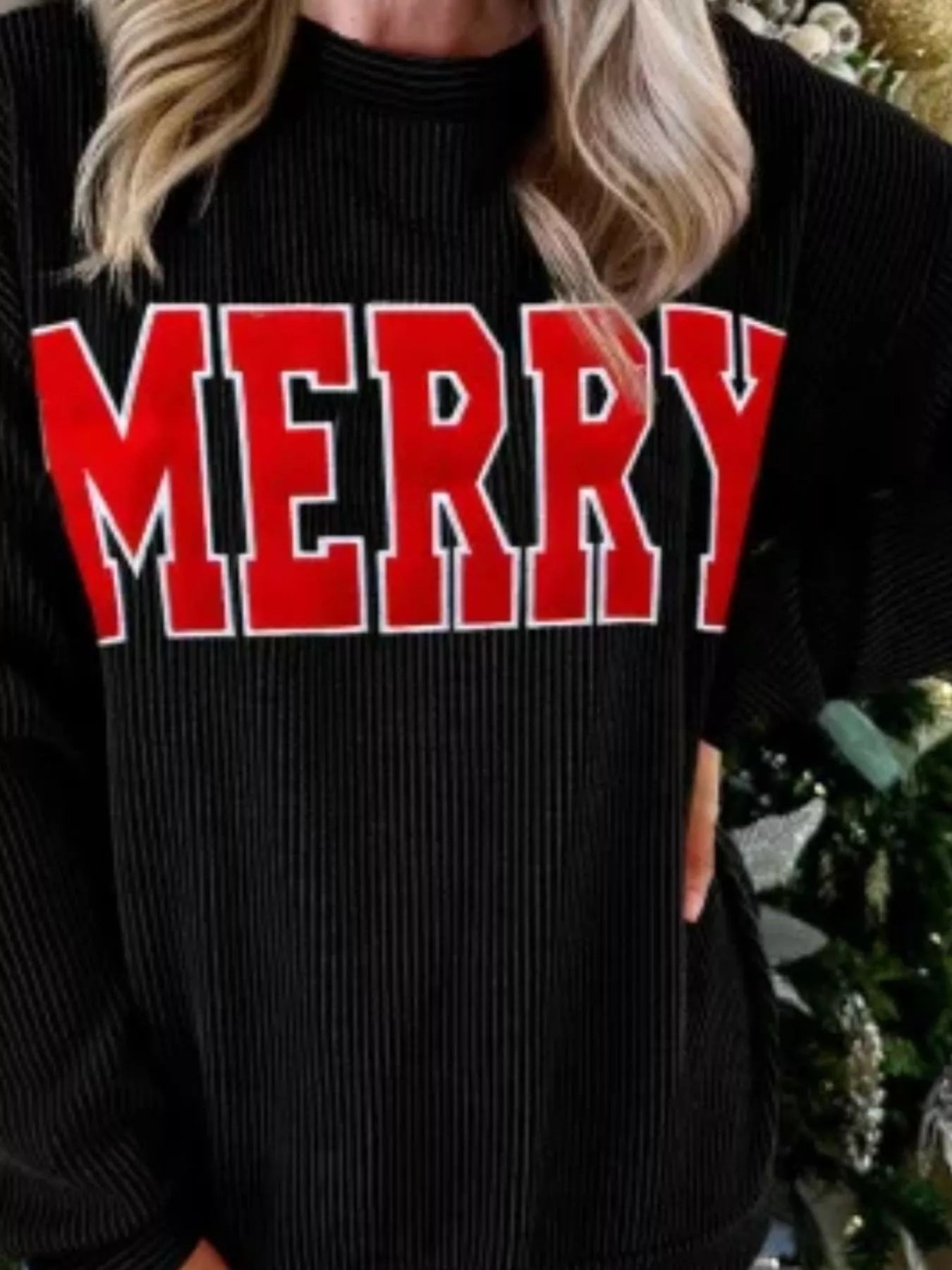 MERRY Round Neck Christmas Sweatshirt designed for comfort and style at Lookzlike