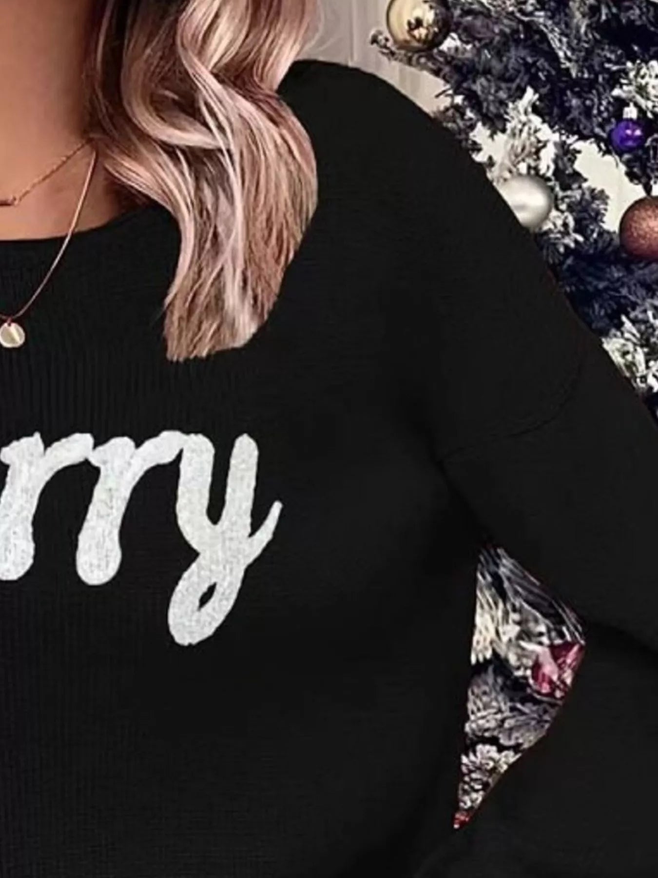 Merry Round Neck Dropped Shoulder Christmas Sweater designed for comfort and style at Lookzlike