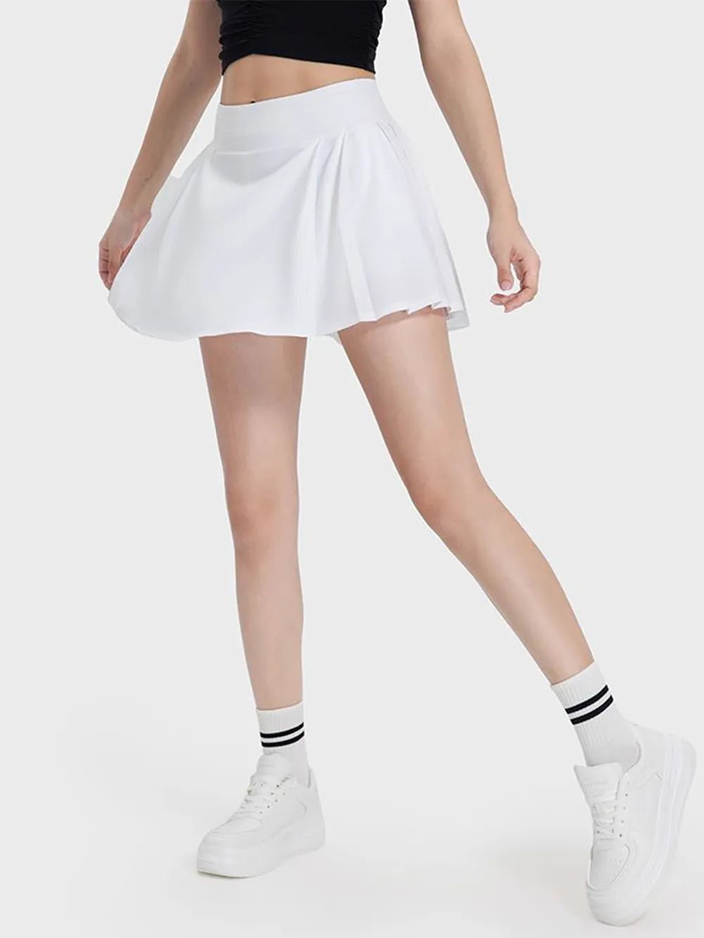 Millennia Pleated Detail Mid-Rise Waist Active Skirt - Lookzlike