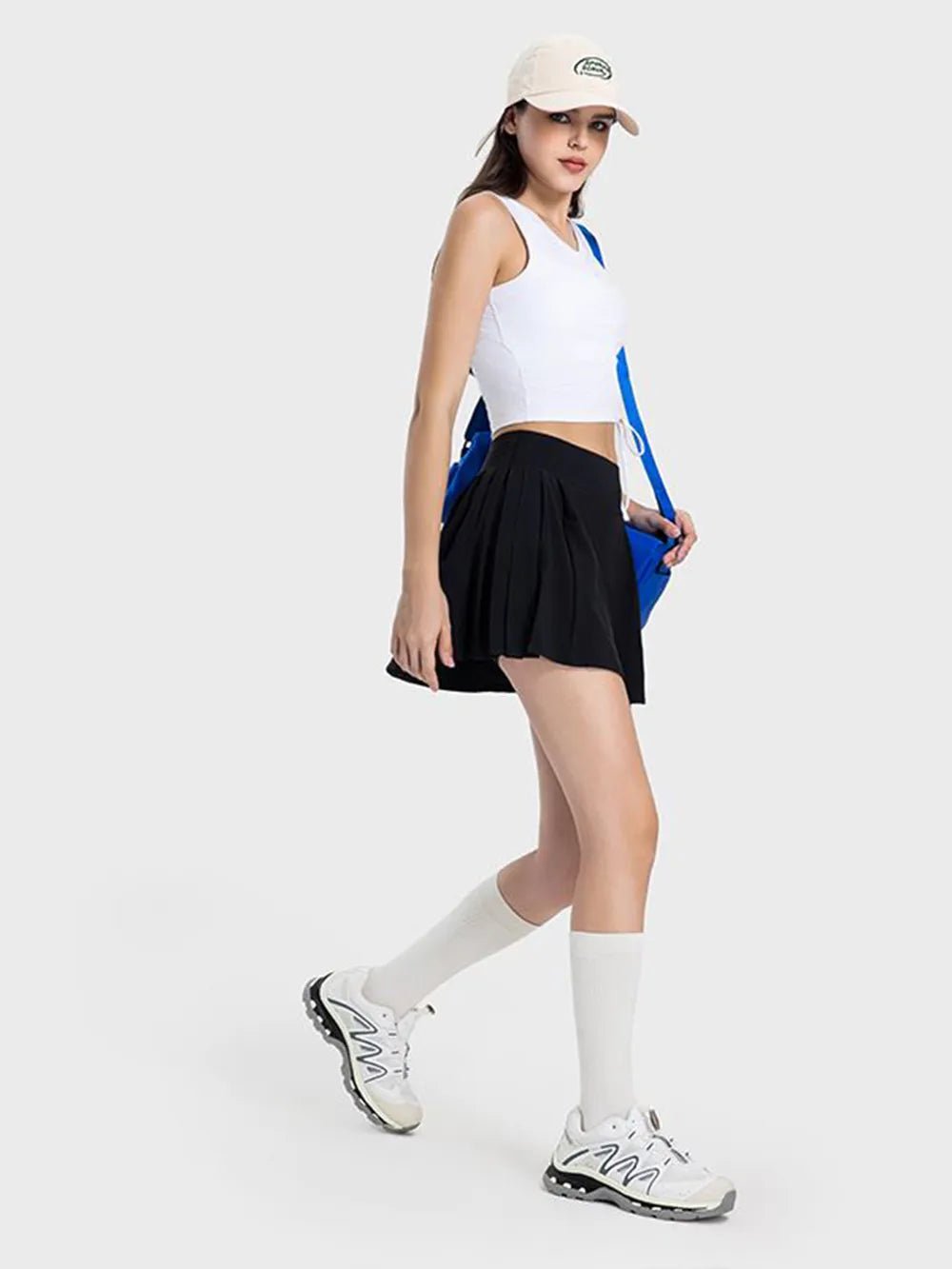 Millennia Pleated Detail Mid-Rise Waist Active Skirt - Lookzlike