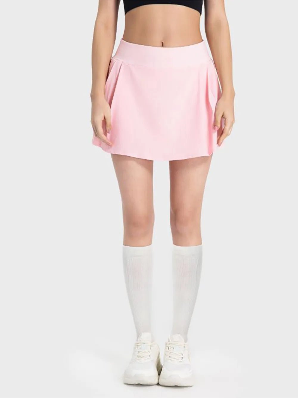 Millennia Pleated Detail Mid-Rise Waist Active Skirt - Lookzlike