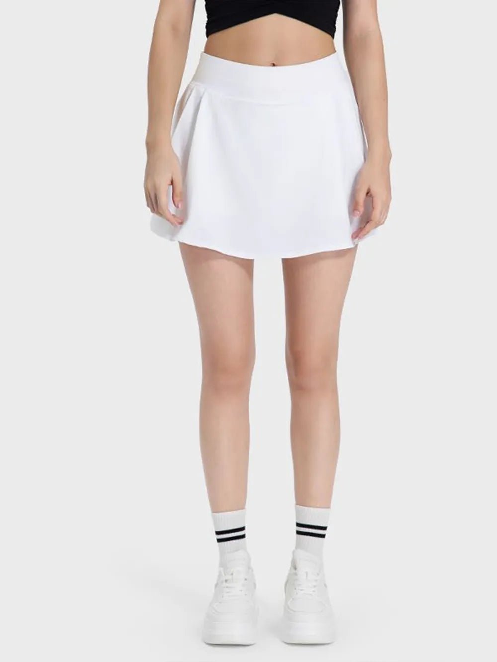 Millennia Pleated Detail Mid-Rise Waist Active Skirt - Lookzlike