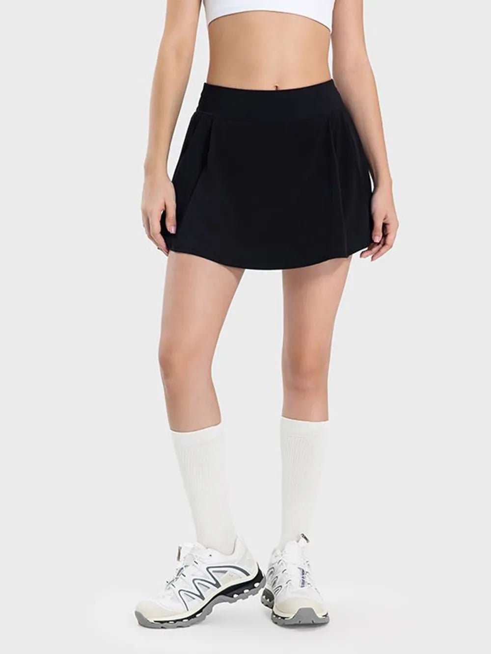 Millennia Pleated Detail Mid-Rise Waist Active Skirt - Lookzlike
